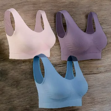 Lemef Seamless Sport BH 3er Set: 1*hellrosa, 1*hellblau, 1*hell lila